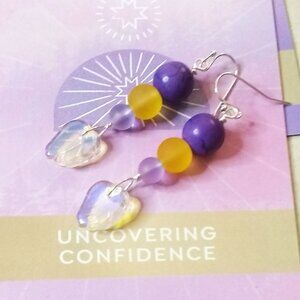 $10 CLEARANCE! Shimmering Leaf + Beads Dangle Earrings!